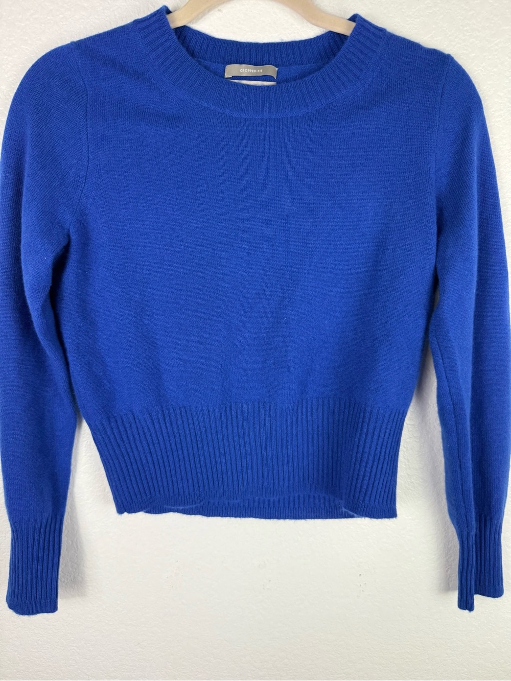 J. Crew Royal Blue Crewneck cashmere cropped fit sweater size S - Picture 4 of 8